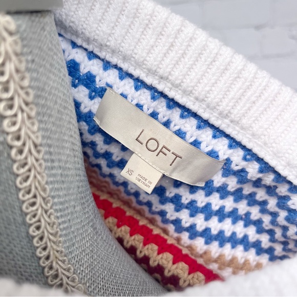 LOFT Multicolor Striped Cotton Blend Sleeveless Sweater Knit Top Size XS - Picture 8 of 9